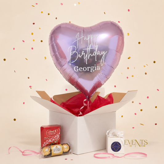 Happy Birthday Balloon Gift Box - Heart Shaped Balloon (Click and Collect Only)