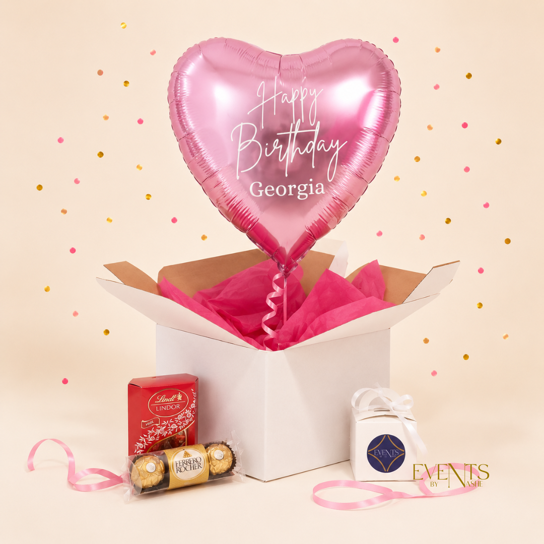 Happy Birthday Balloon Gift Box - Heart Shaped Balloon (Delivery Only)
