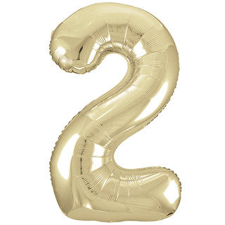 Gold number 2 balloon on a white background