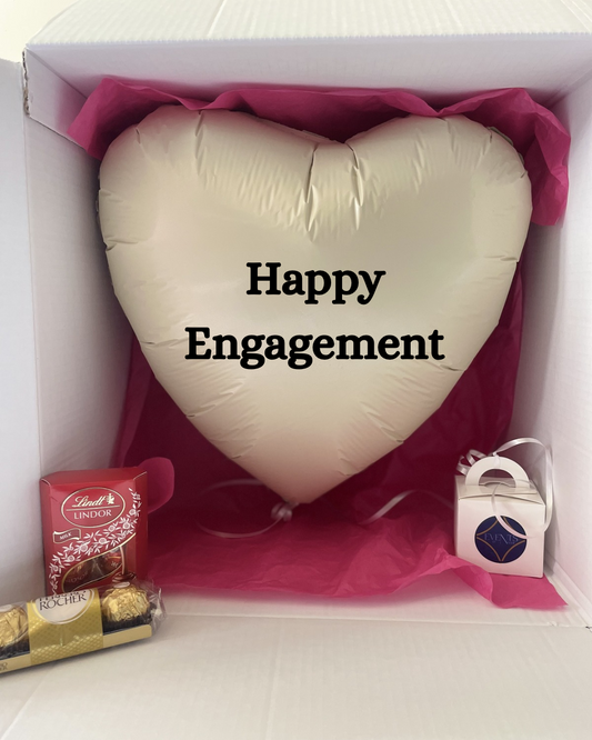 Happy Engagement Balloon Gift Box - Heart Shaped Balloon