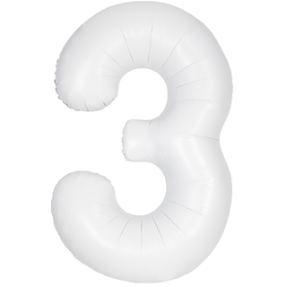 White inflatable number '3' on a white background