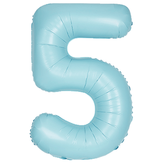 Light blue number 5 balloon on a white background