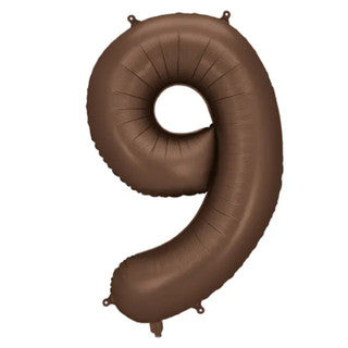 Brown number 9 balloon on a white background