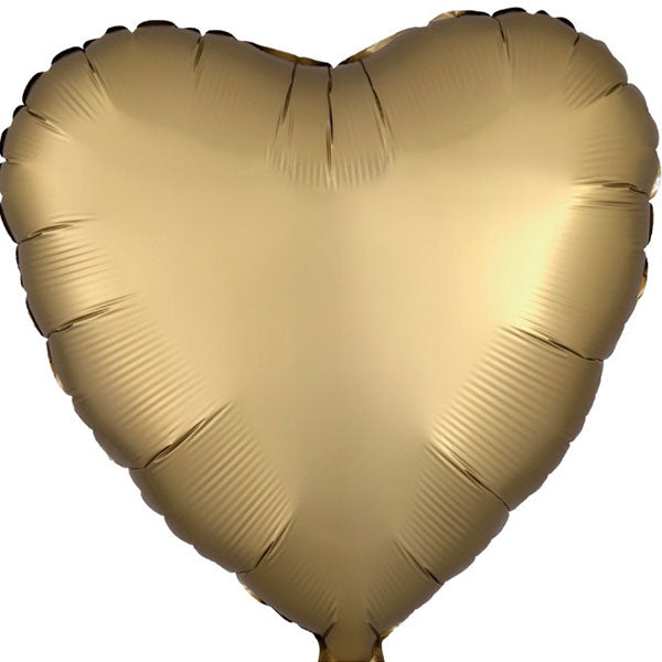 Gold heart-shaped balloon on a white background