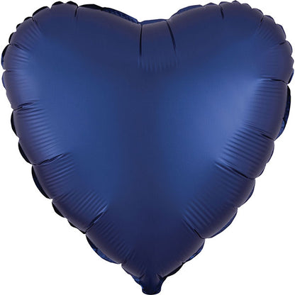 Navy blue heart-shaped balloon on a white background