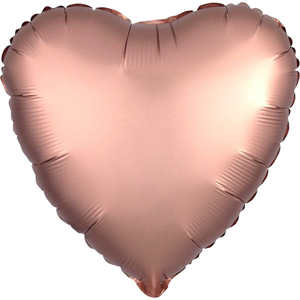 Rose gold heart-shaped balloon on a white background