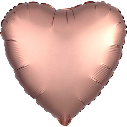 Rose gold heart-shaped balloon on a white background